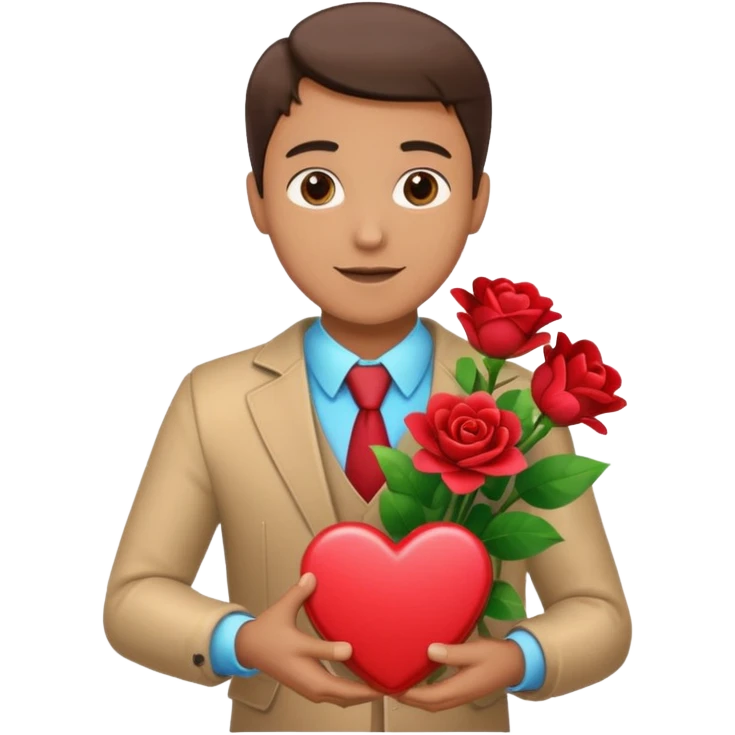 man with heart gift box and flower bouquet






























 emoji