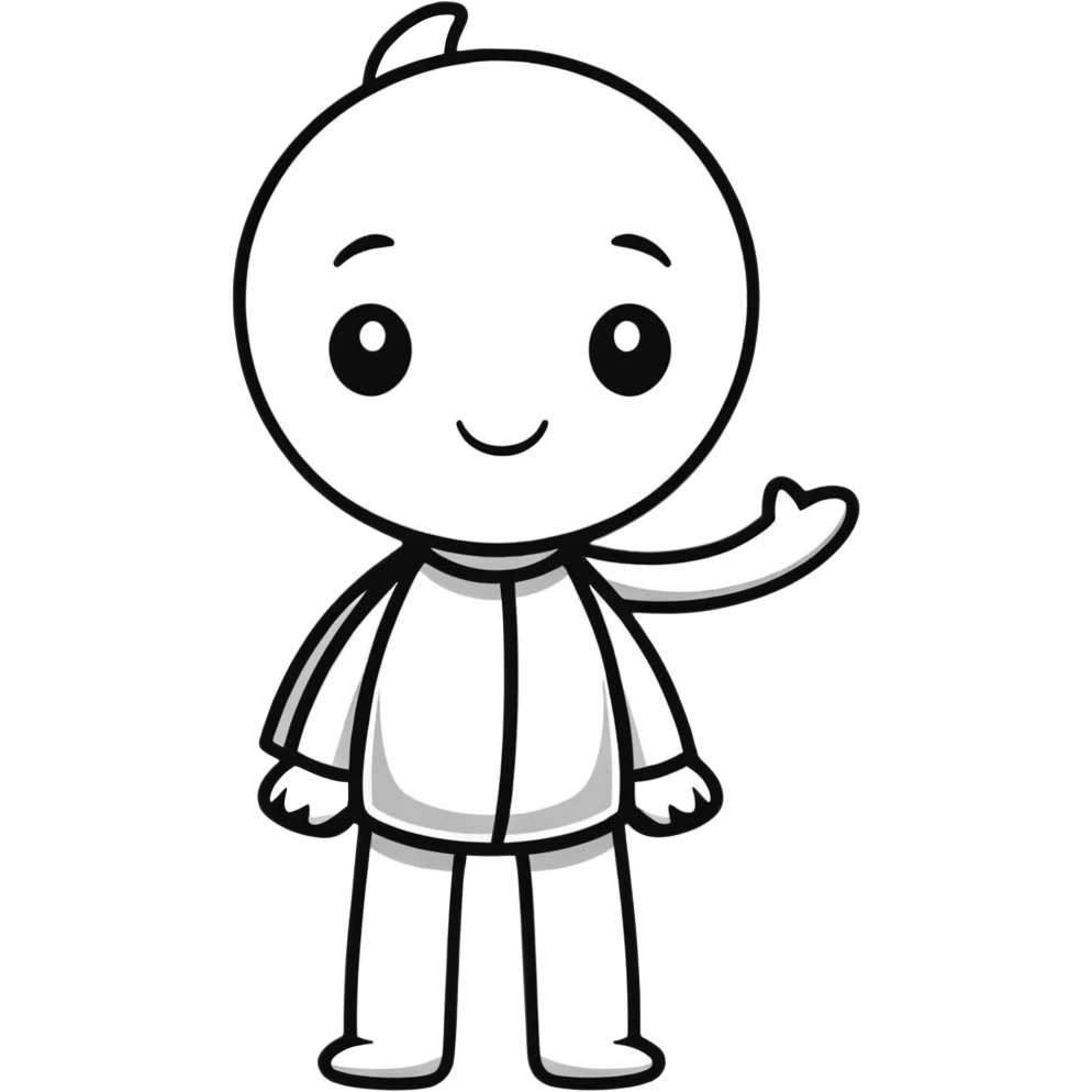 stick figure with expressive face in sticker style emoji