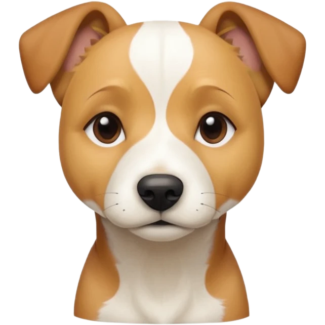 a full body facing front on of a buff white beagle cross jack russell terrier looking dog the size of a kelpie with light brown long ears resting on its face and a light brown patch above one eye and a large snout. the rest of the dog is completely white.  emoji