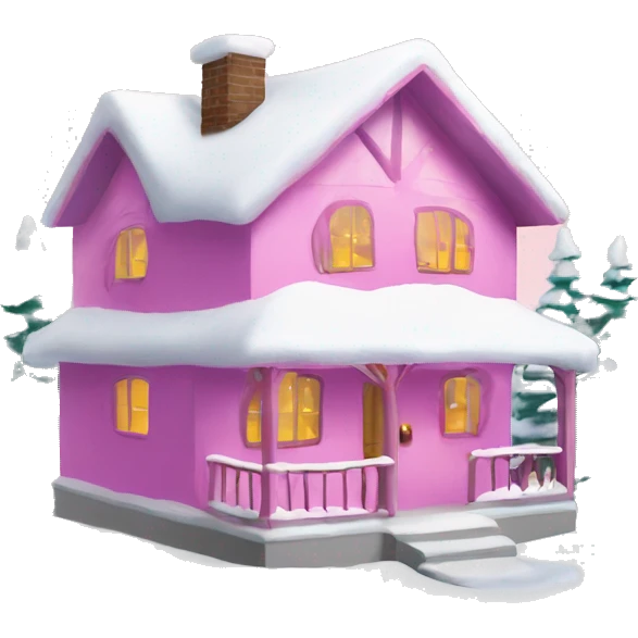 christmas snow house with pink xolour emoji