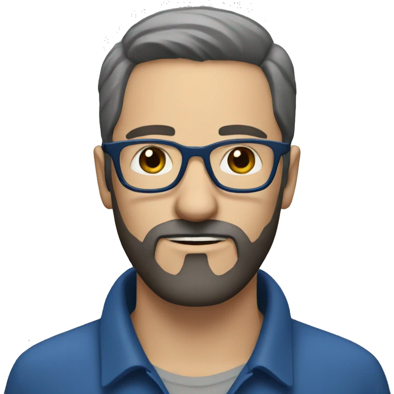 white man with short, dark beard and blue glasses emoji
