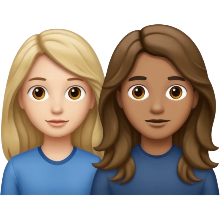 Longer wavy hair for one and straight for the other emoji
