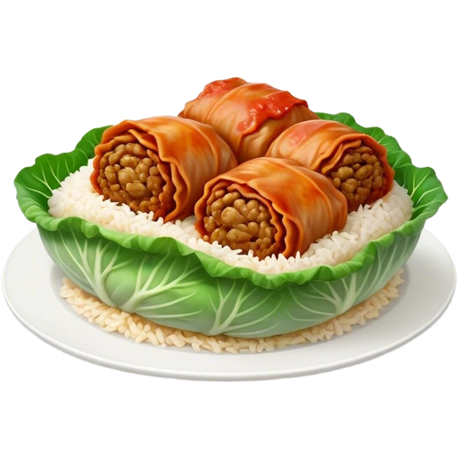 Cinematic Realistic Go≈ÇƒÖbki Dish Emoji, featuring cabbage rolls stuffed with rice and meat rendered with lifelike detail and inviting, homey lighting. emoji