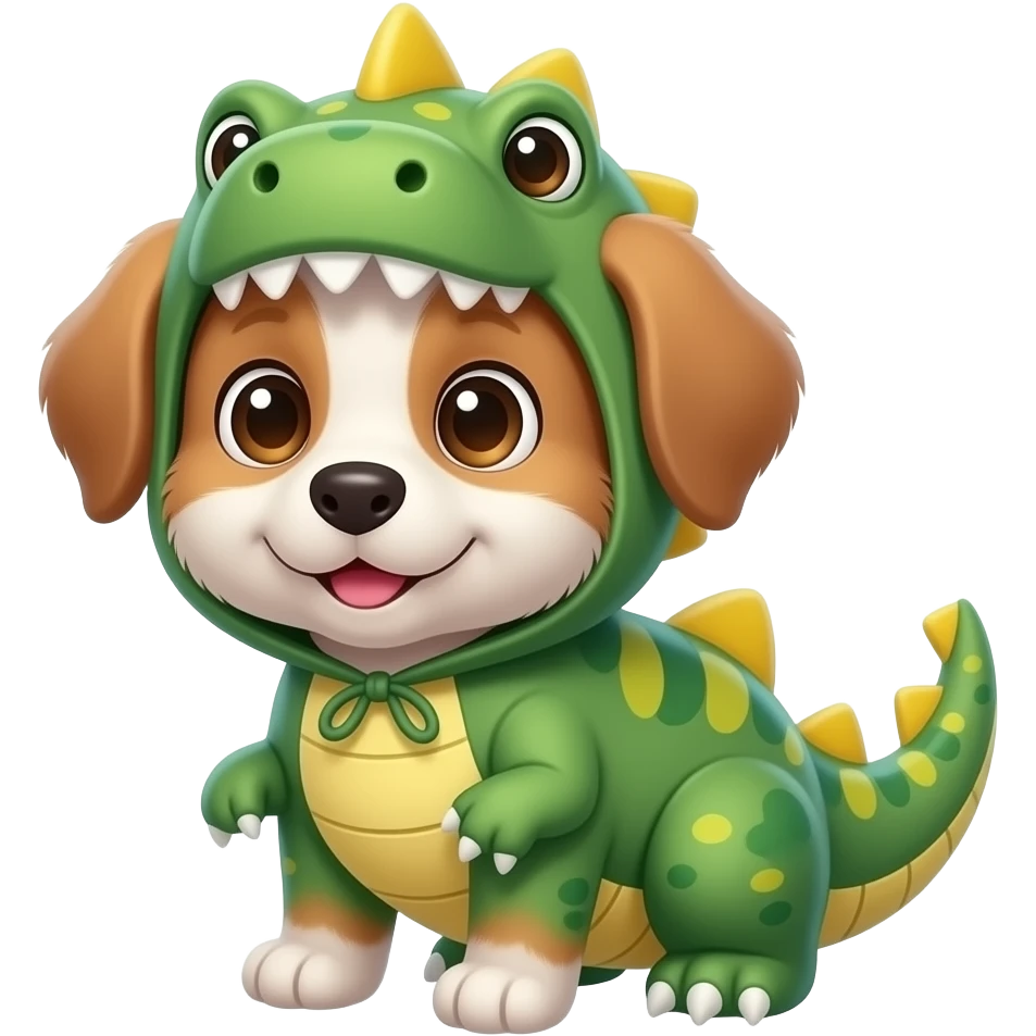 Щеночек в костюме динозавра, милый пушистик большие глазки emoji