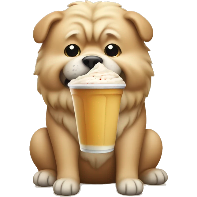 Chow dog drinking milkshake  emoji
