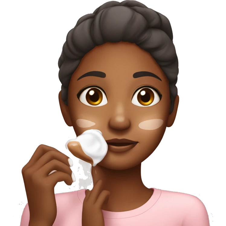 Brown skinned girl applying cream on face emoji