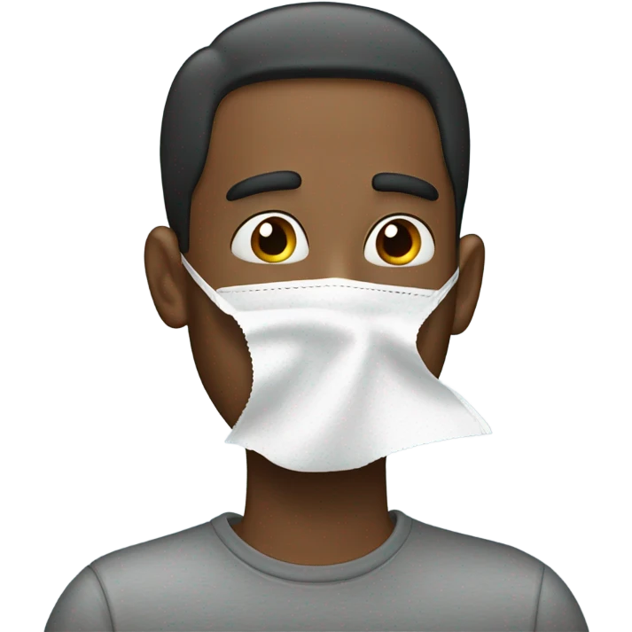 Man with Kleenex up nose emoji