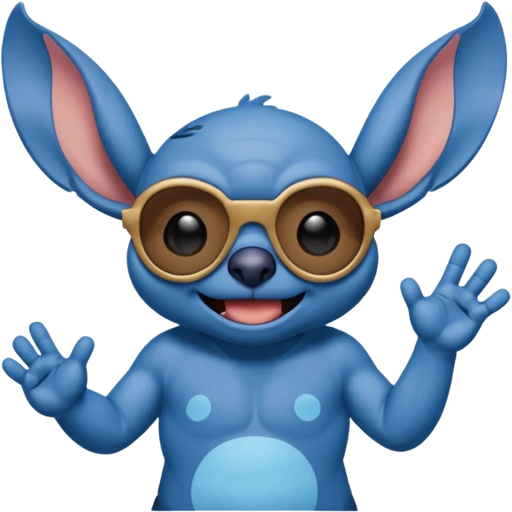 Stitch walking on the beach and saying hello emoji