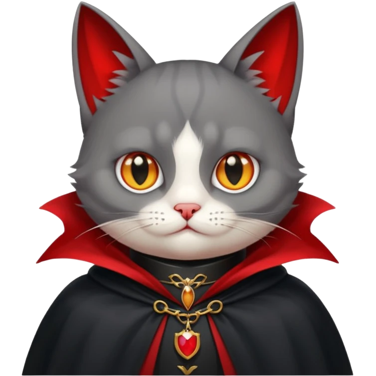 {
      "type": "object",
      "look": "cat in red collar cloak",
      "description": "a cute vampire cat wearing a red collar cloak"
    } emoji