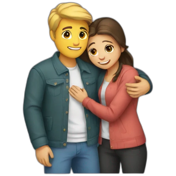 A boyfriend hug her girlfriend  emoji