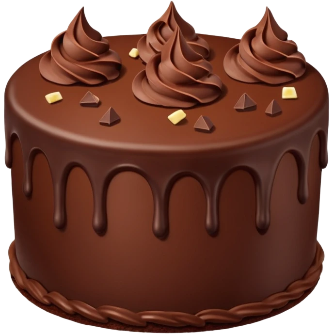 Chocolate fudge cake with chocolate base and chocolate frosting with chocolate pieces  emoji