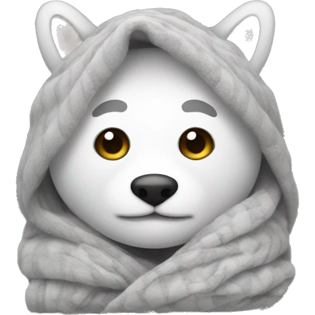 white with gray cozy blanket  emoji