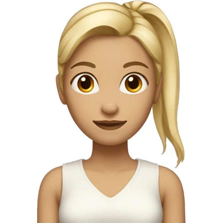 girl with blond hair in a ponytail medium skintone emoji
