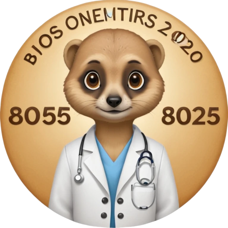 Suricate médecin avec écris "805" et "promo 2025-2030" avec un cercle rond au fnd emoji
