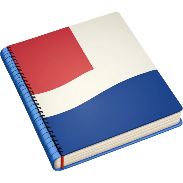 open notebook with French flag on the page emoji