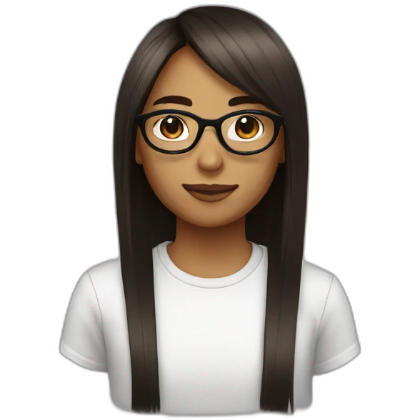 girl with bro2n straight hair and black round glasses emoji