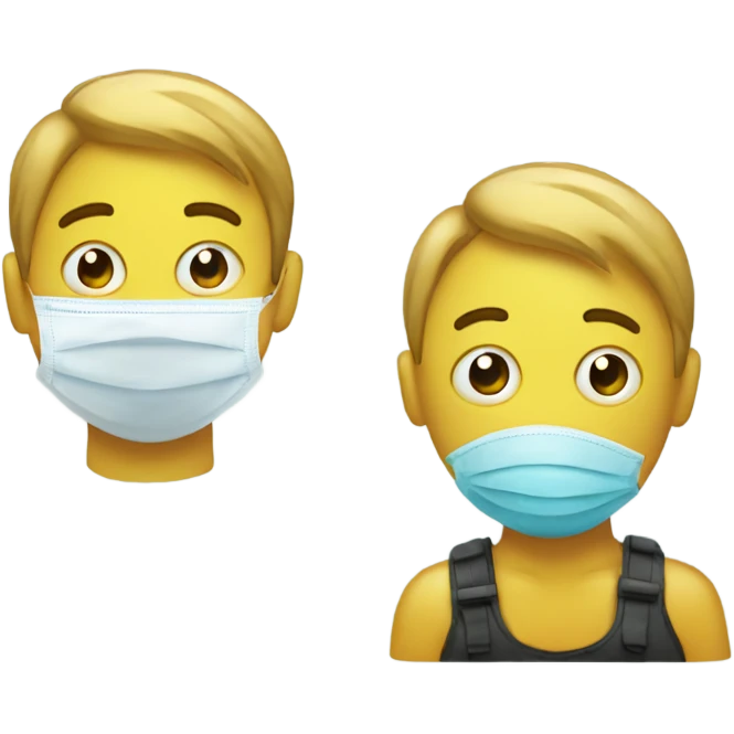 Sad face behind a happy face mask emoji