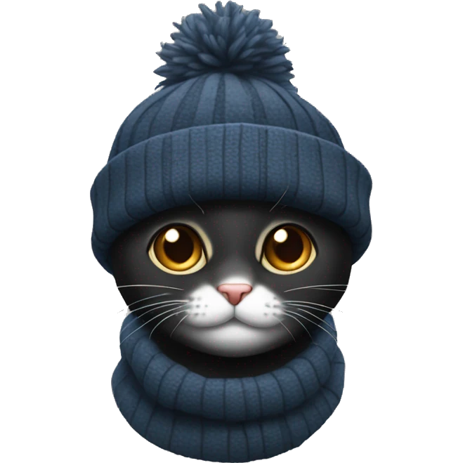 Gato Negro Con gorro de invierno emoji