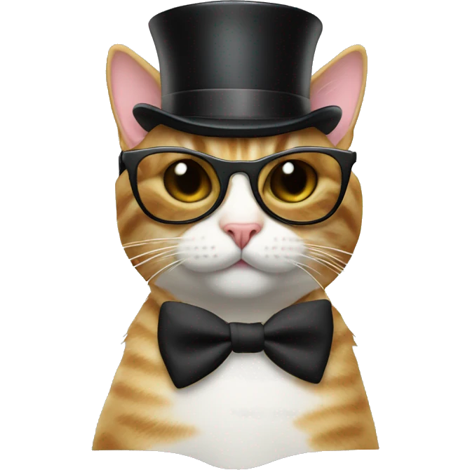 Cat with top hat with sunglasses emoji