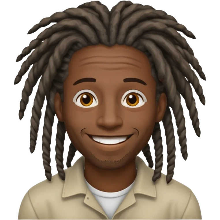 Homem negro de rasta grisalhos sorrindo emoji