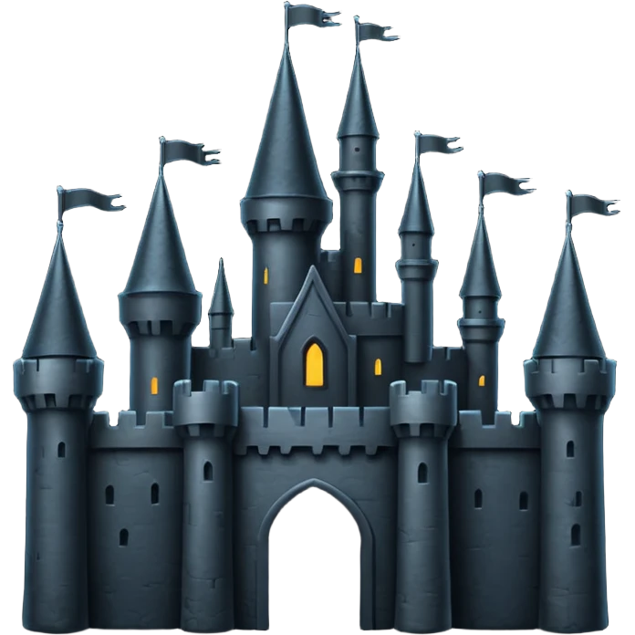 iOS emoji, minimal dark fantasy, black castle silhouette, flat emoji