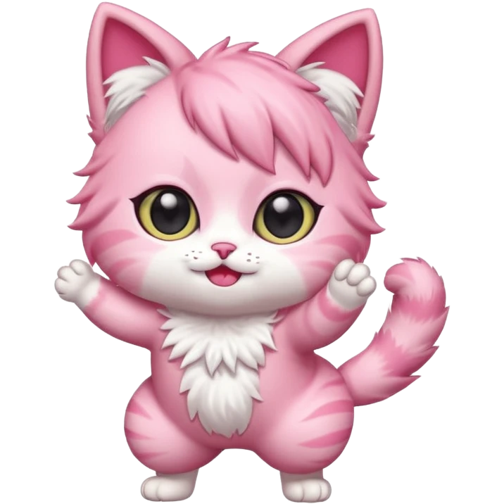 chibi anime pink cat twerking emoji