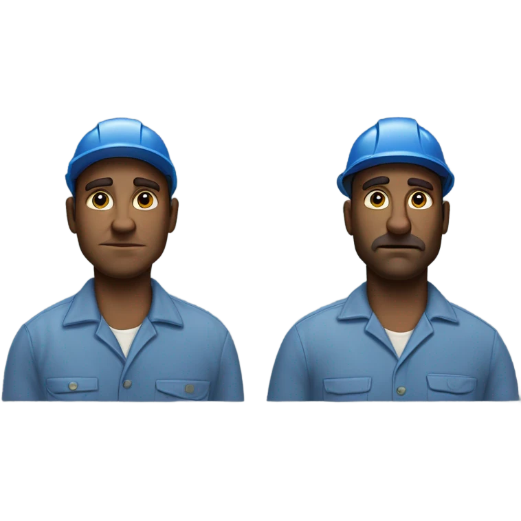 blue collar workers photorealistic serious emoji