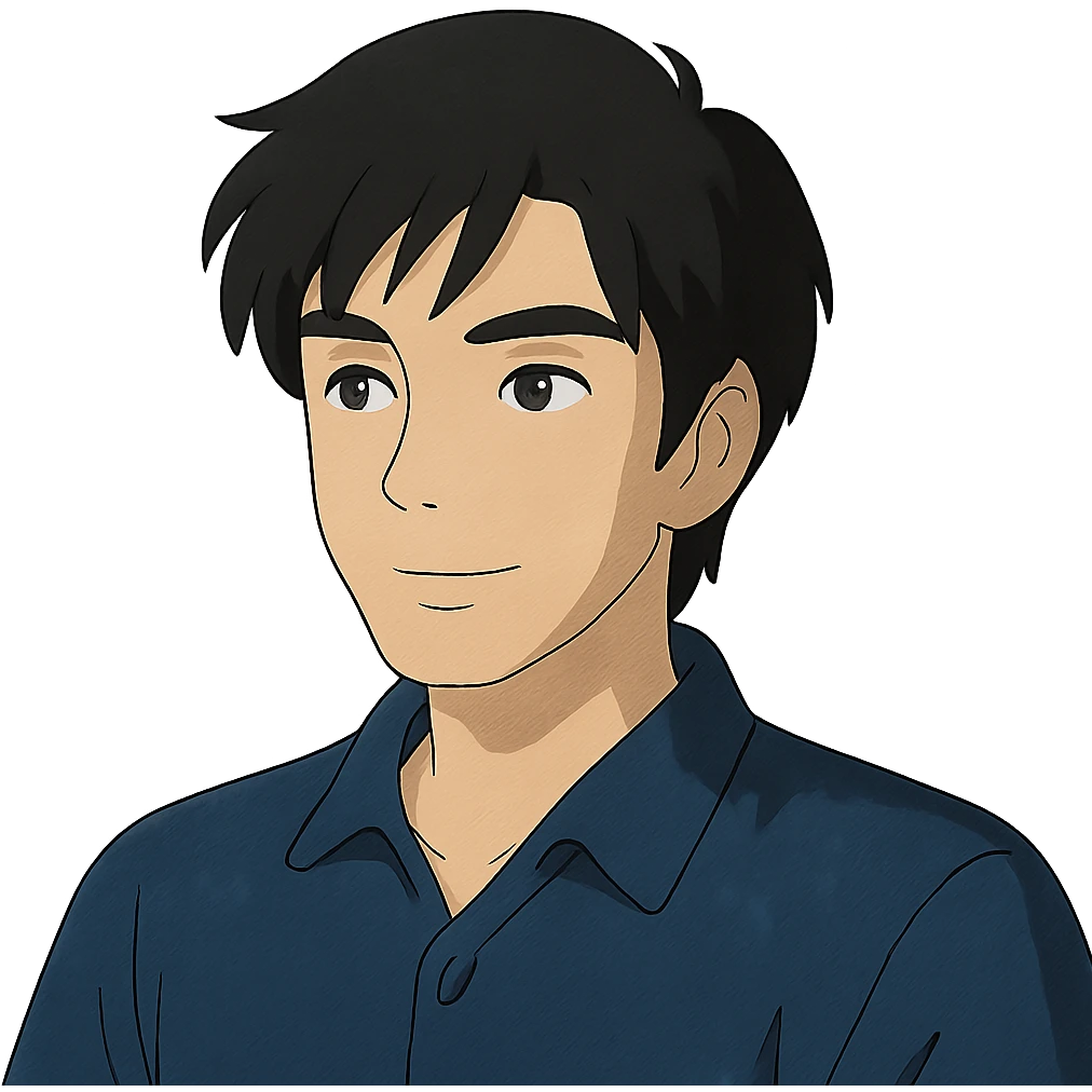 ghibli style portrait of a black haired handsome Chinese man emoji