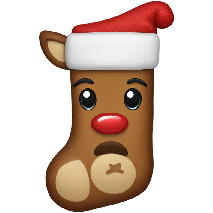 Rudolph the red nose reindeer Christmas stocking emoji