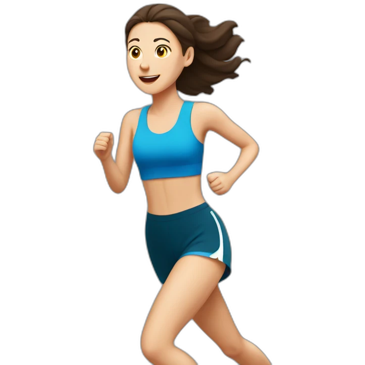 brunette white girl runs a marathon emoji