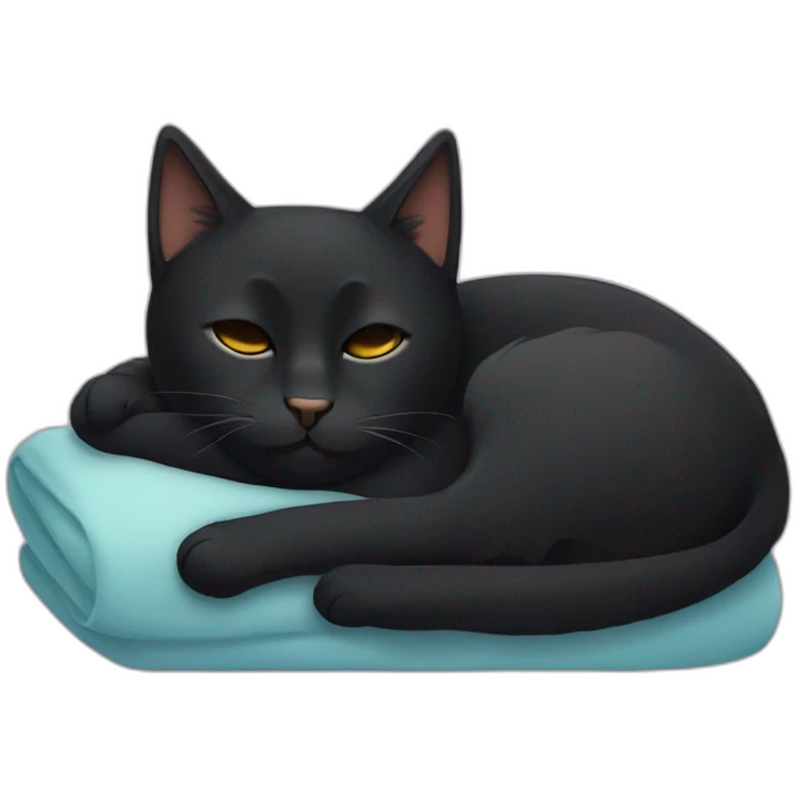 black cat sleeping with coverage emoji