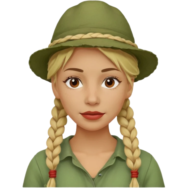 messy green clay mask and red tourist hat blond braided woman emoji