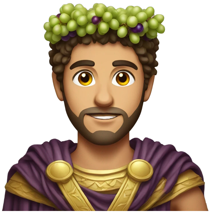 Young greek man with crown of grapes emoji
