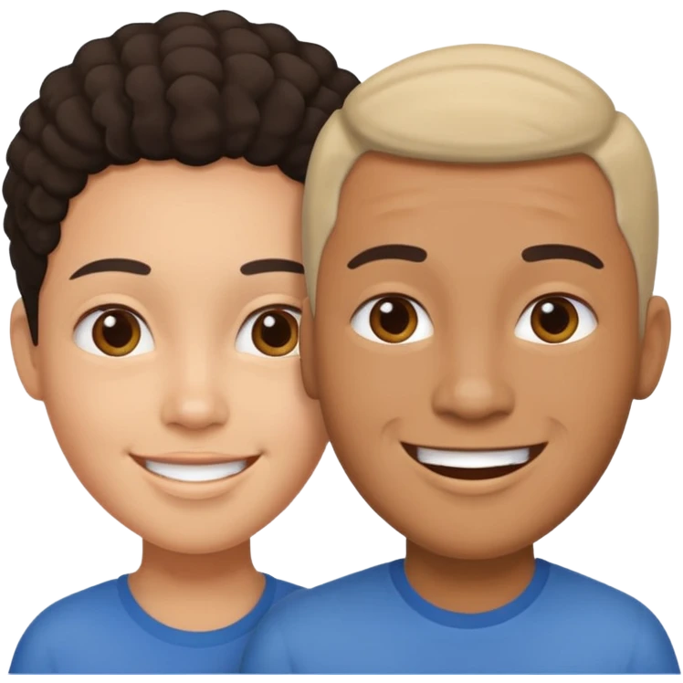 person 1 body with 2 heads  different races emoji