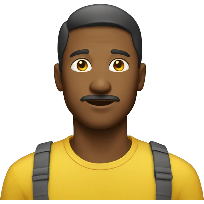 Man wearing a yellow ha emoji