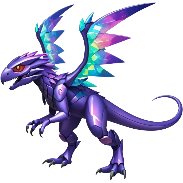 Shiny Sparkly Nebula Futuristic Fakemon-Pokemon-Digimon-Spectrobes-Raptor-fusion, full body emoji