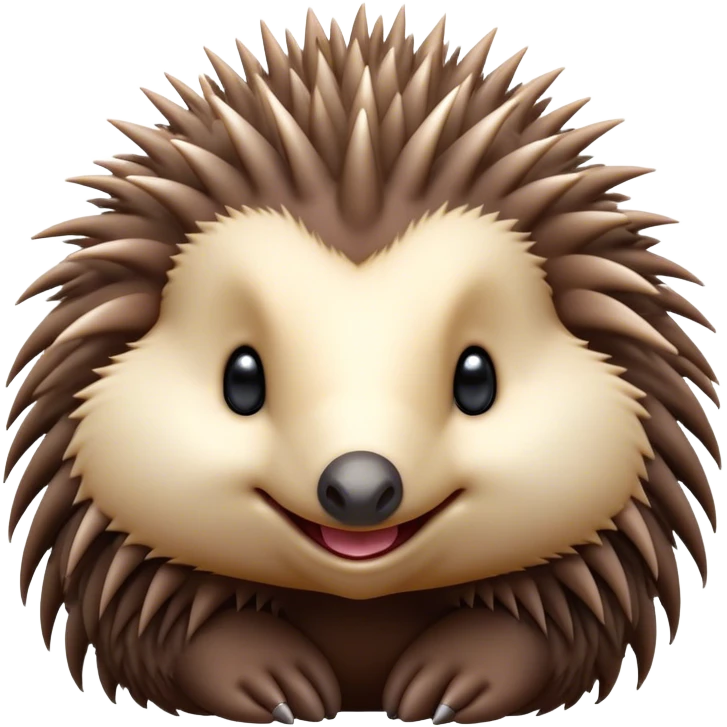 Cinematic Cute Echidna Portrait Emoji, Head tilted playfully and inquisitively, featuring a fuzzy, spiky fur with an adorably scrunched face and a cute, pointed snout, round, sparkling eyes filled with gentle curiosity, Simplified yet irresistibly adorable features, highly detailed, glowing with a warm, friendly glow, high shine, affectionate and quirky, stylized with a touch of natural whimsy, bright and endearing, soft glowing outline, capturing the essence of a mischievous yet loving echidna, so playful it feels like it could nuzzle out of the screen into your arms! emoji