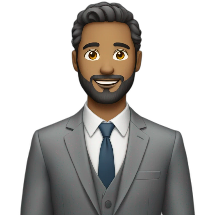 30 year old man with beard and gray suit emoji