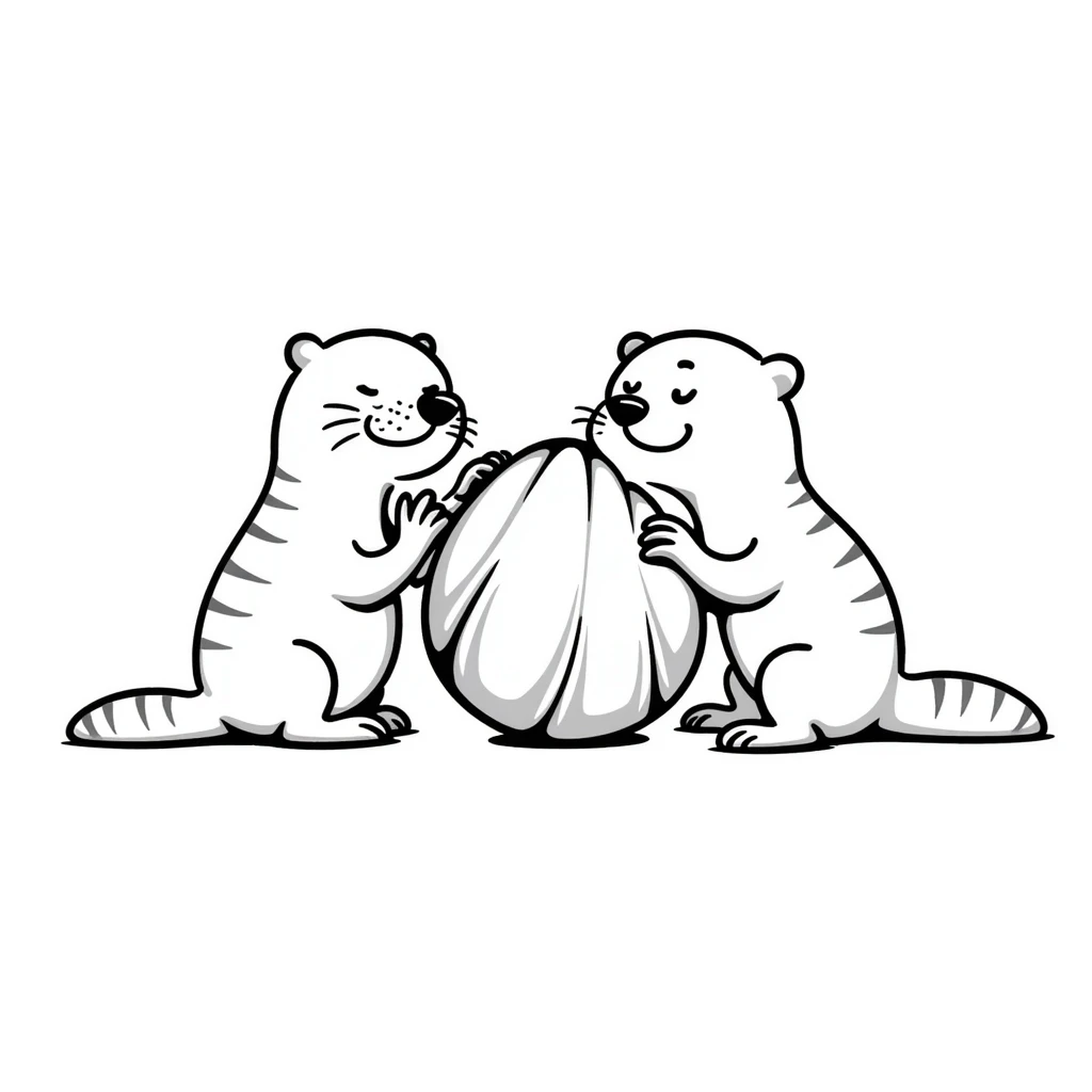 two otters fighting over a clam emoji
