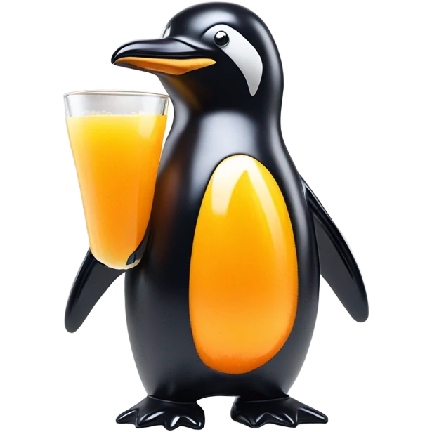Penguin made out of orange juice  emoji