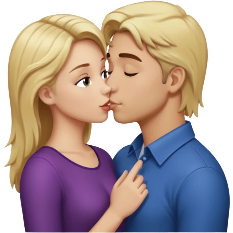 Man with blonde hair kisses girl with brown hair  emoji