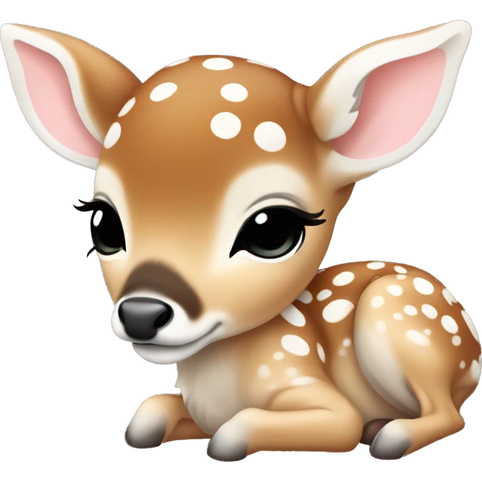 cute baby deer fawn brown and white spot fawn sleeping  emoji