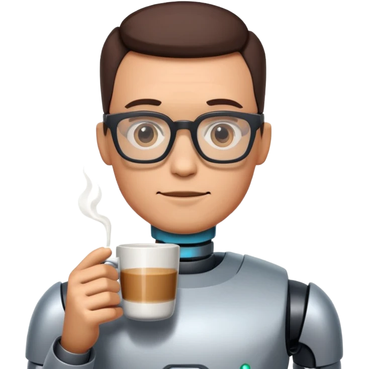 glasses man robot drink coffee emoji