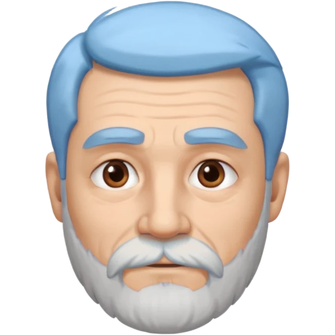 An elderly man with light-blue hair and beard, thick eyebrows, brown eyes, and a calm expression.b emoji