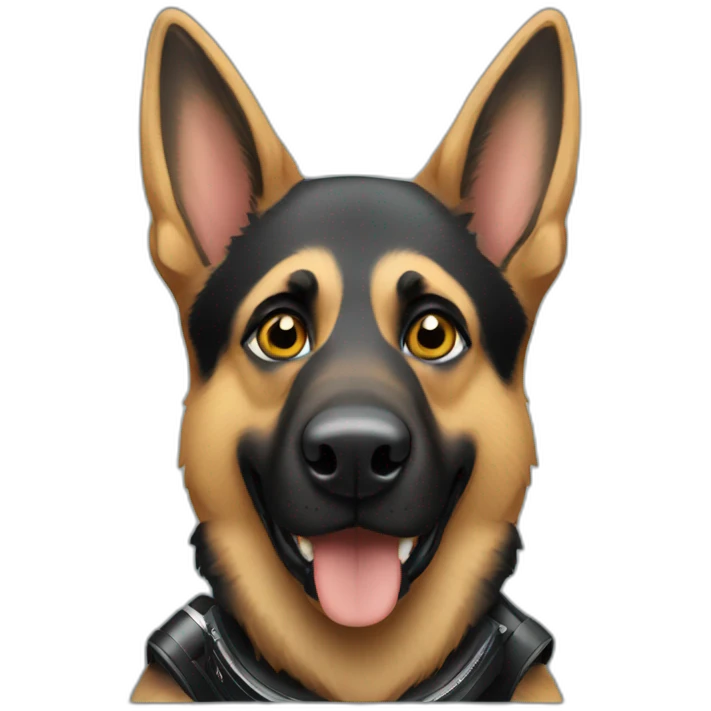 German shepherd with camera emoji