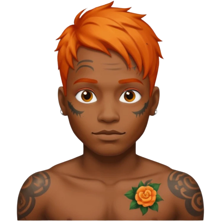 Tattooed black man with orange hair emoji