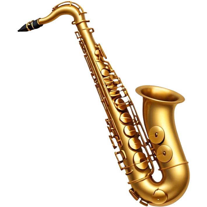 Cinematic Realistic Saxophone, smooth, curving golden brass body, intricate keywork reflecting soft warm light, rich patina adding character, glowing with a jazzy and atmospheric presence. emoji