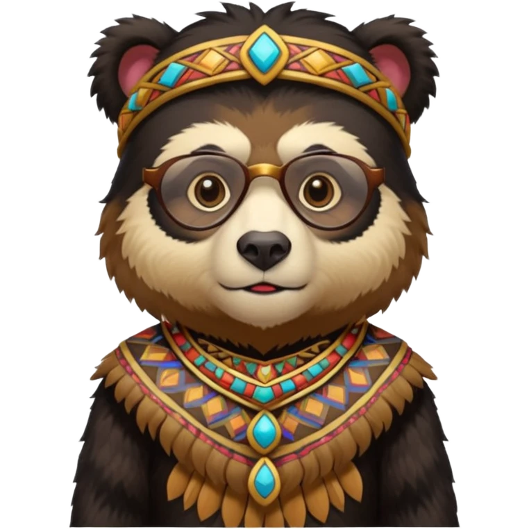 spectacled bear in Inca costume emoji