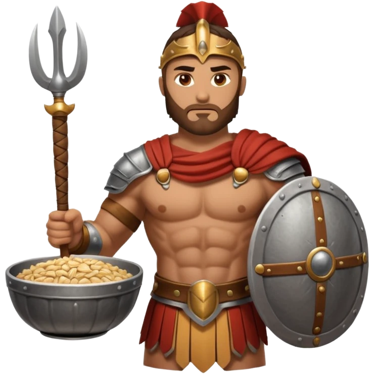 A gladiator holding a bowl of barley emoji