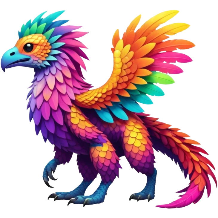 lush warm-colored colorful neon-colored Fakémon-Trico-creature (full body) emoji
